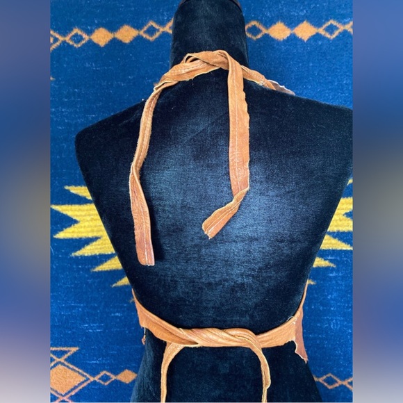 VTG 70’s Deerskin Halter Suede Genuine Leather Feather Handmade Top! - Picture 2 of 11